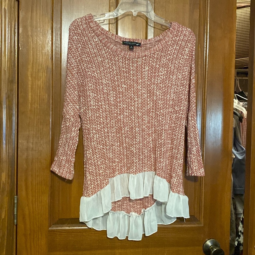3/4 sleeve high low flowy top | S